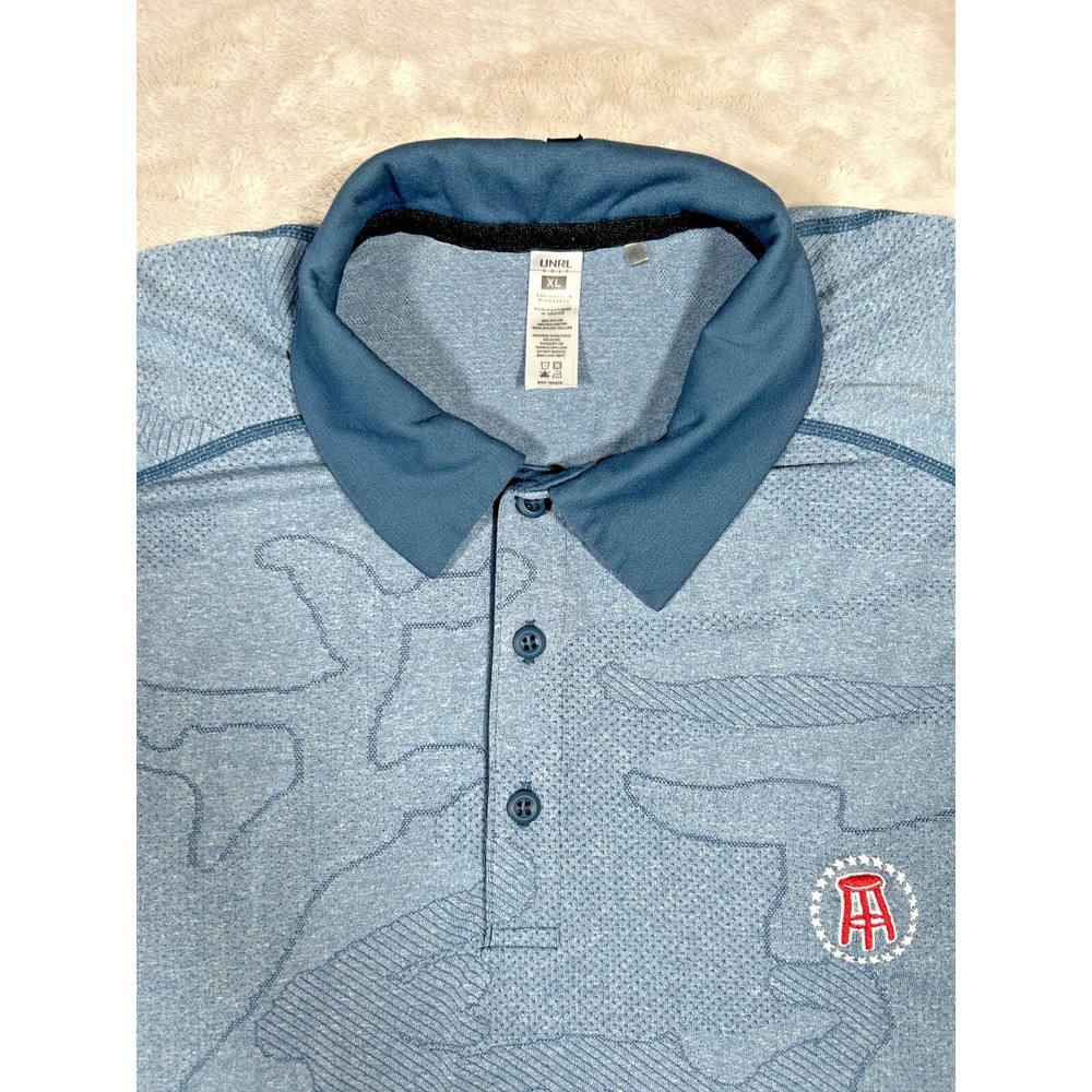 NWOT UNRL x Barstool Golf Polo Shirt Men XL Blue Jacquard Camo Performance New